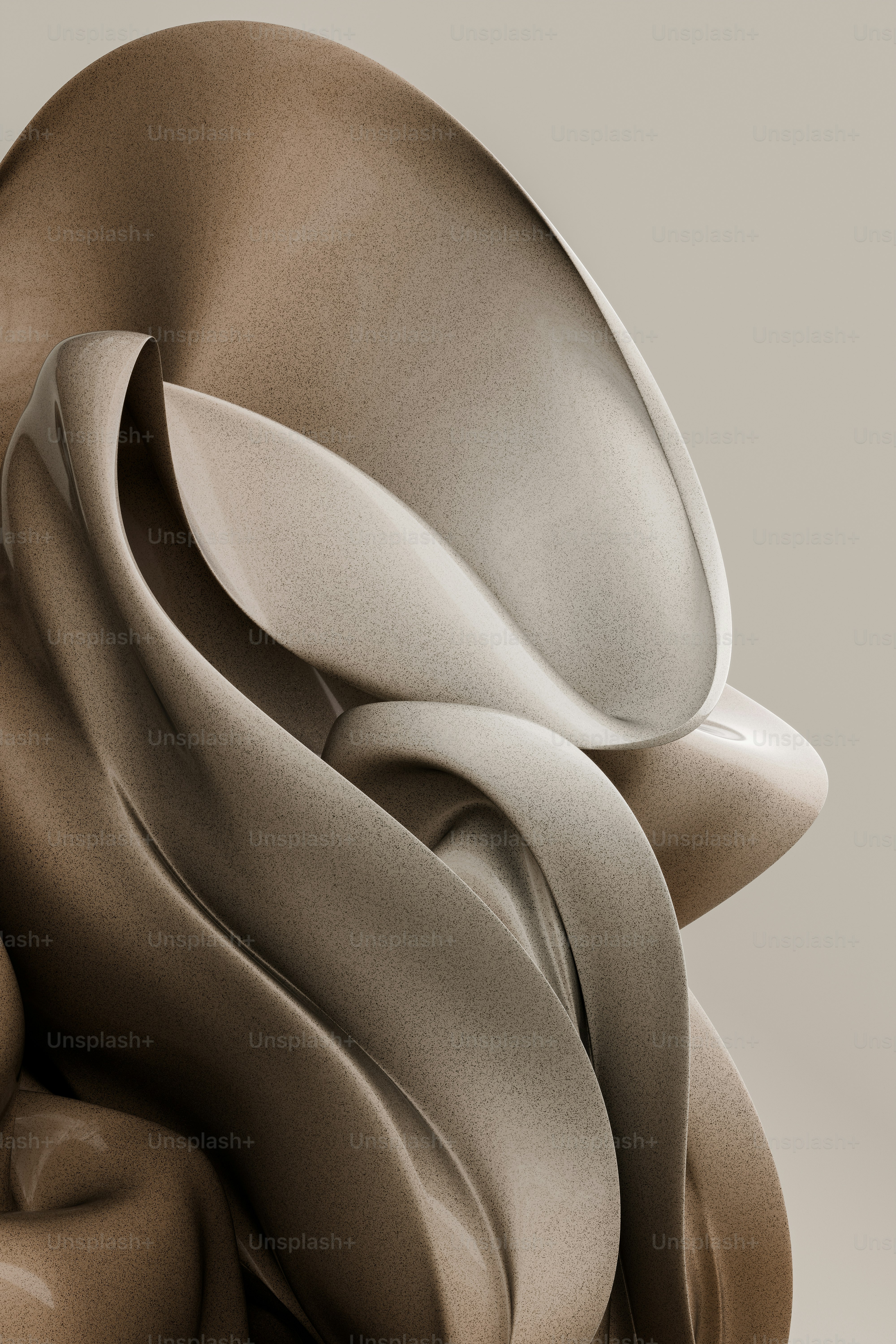 ein abstraktes Bild eines weißen und braunen Objekts