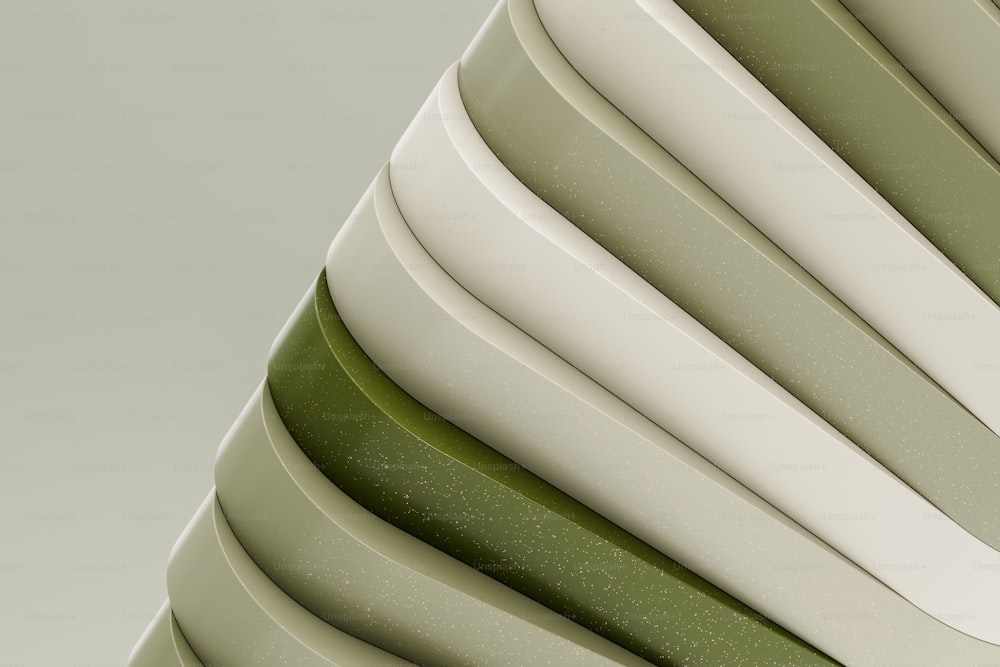a close up of a green and white vase