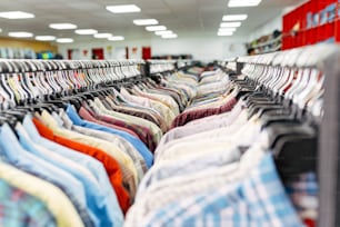 a rack of shirts in a clothing store