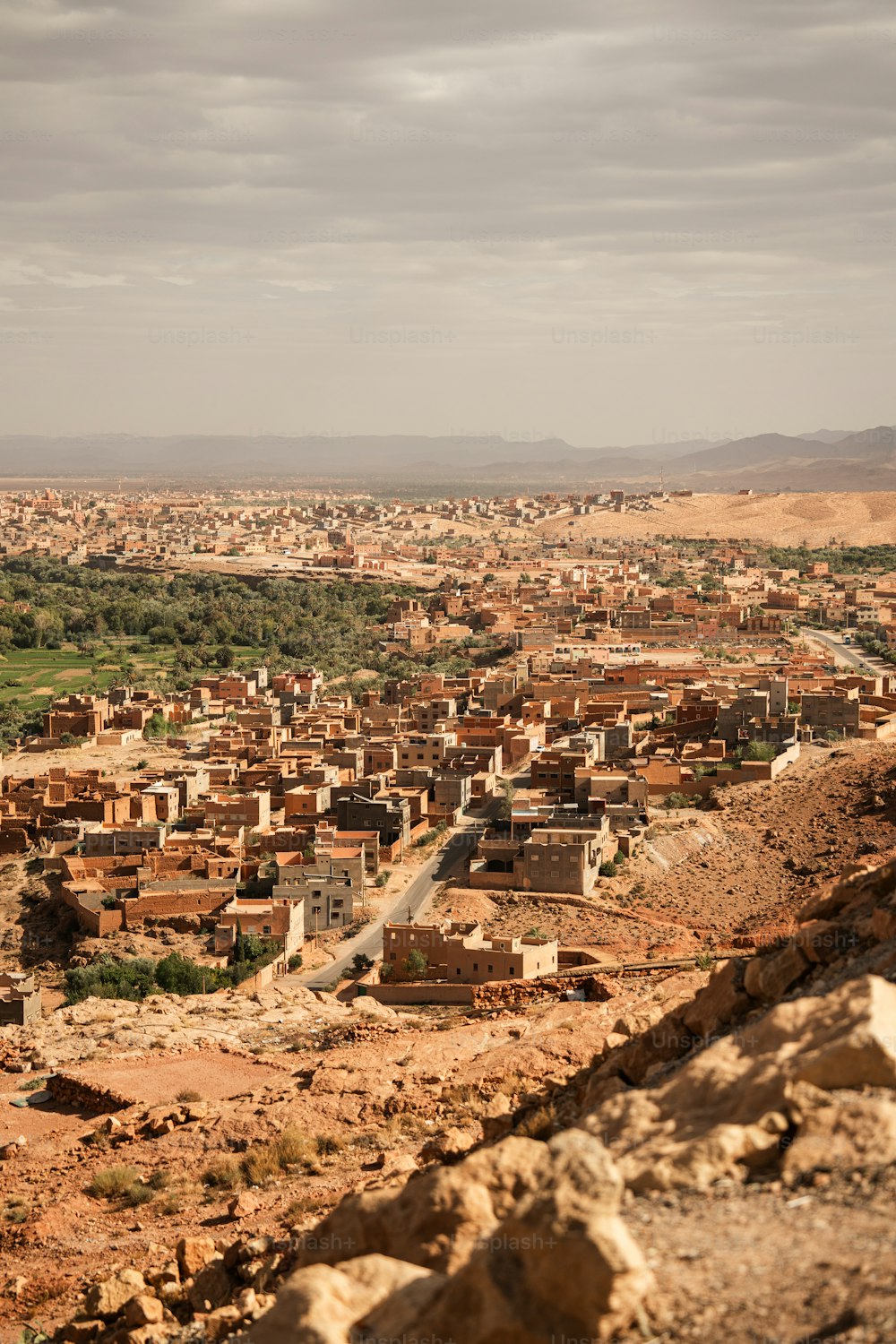 a view of a small village in the desert