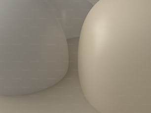白い床の上に大きな白いボールが乗っている