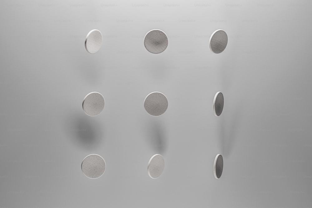 a group of circles hanging from the ceiling