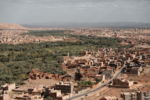 an aerial view of a city in the desert