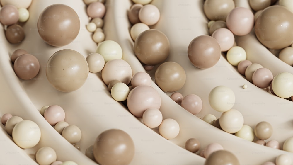 a close up of a bunch of balls on a table