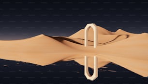 uma grande massa de água cercada por dunas de areia