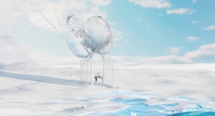 Ein computergeneriertes Bild einer Skulptur im Schnee