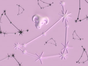 a pink background with a pattern of stars and a sheep's head