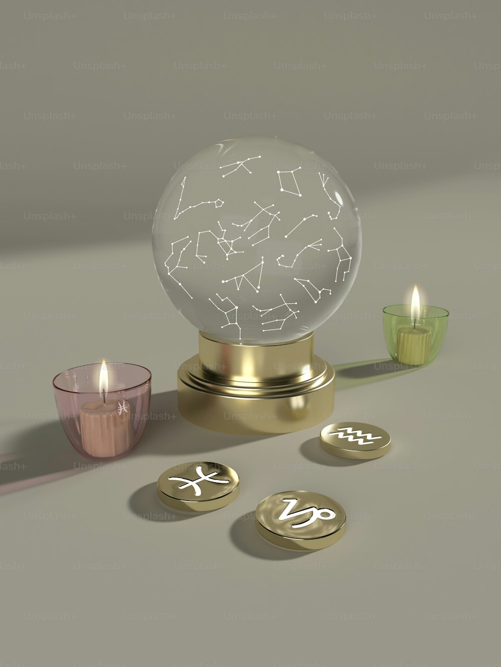 une boule de cristal avec un signe du zodiaque dessus