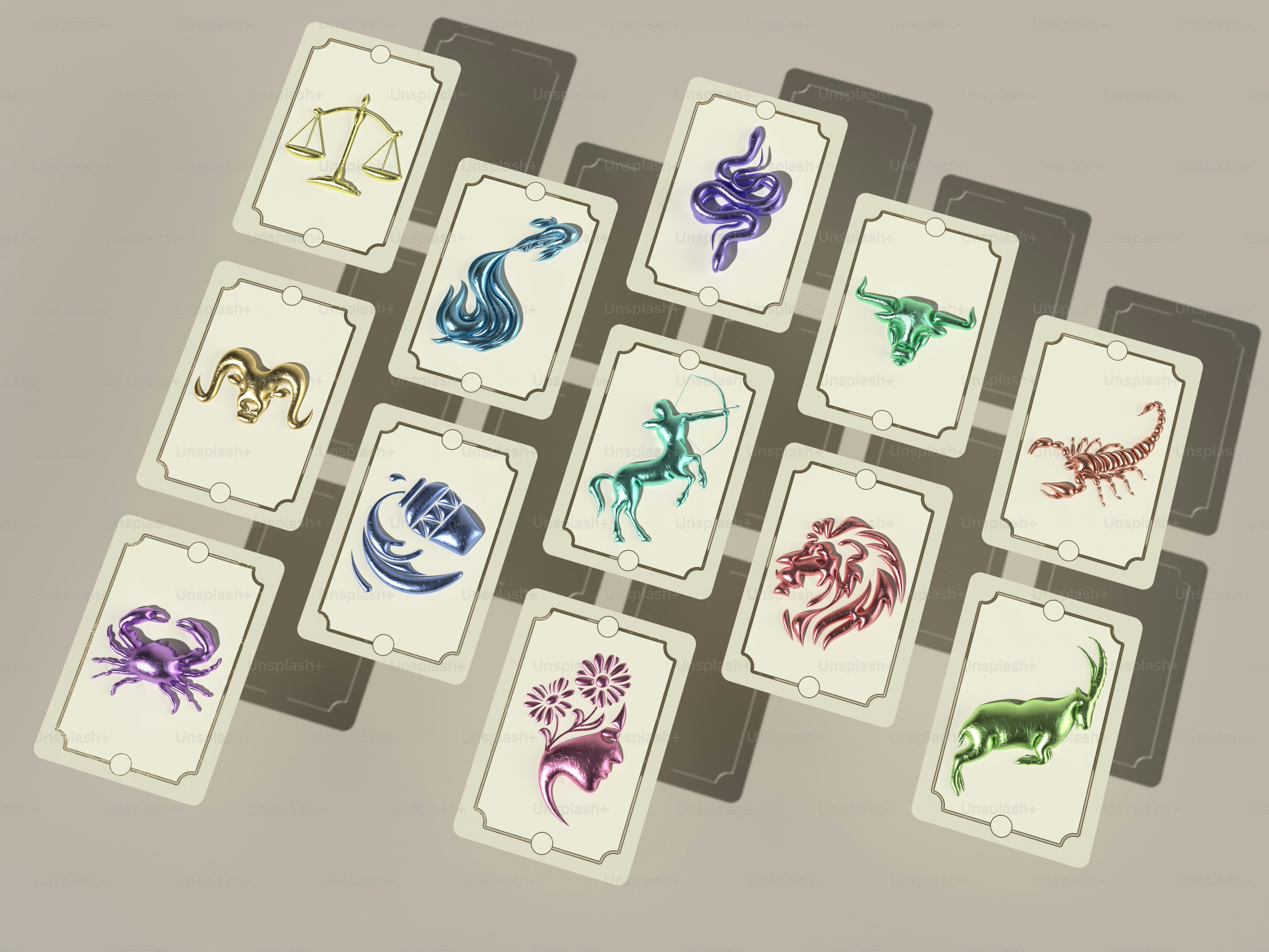 a bunch of cards that have some animals on them