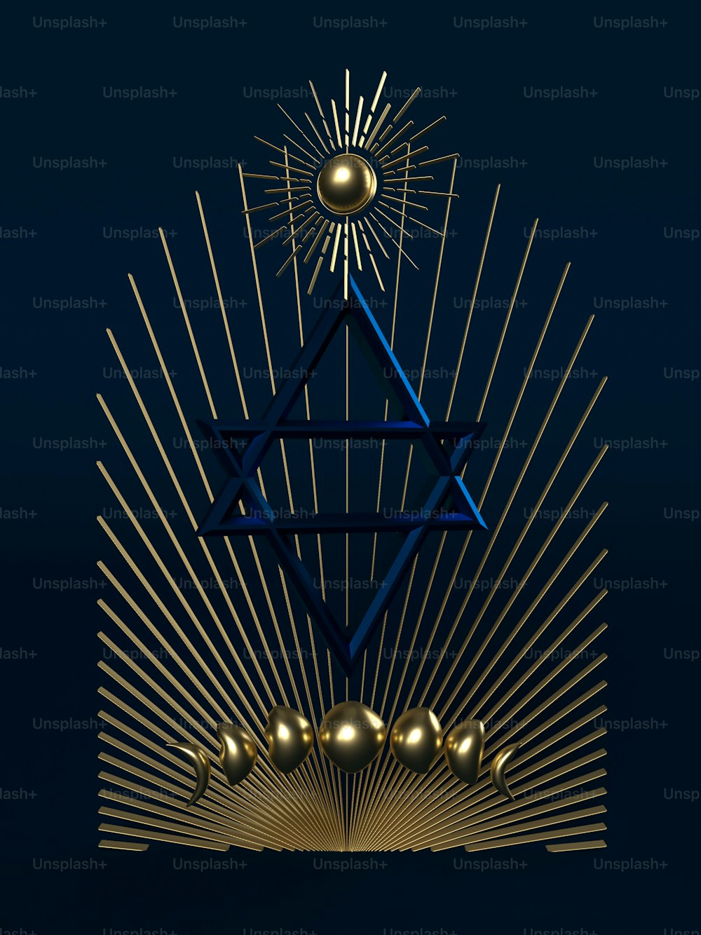 a star of david with the sun in the background