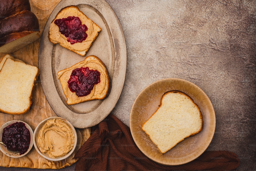 peanut butter and jelly sandwiches on a plate