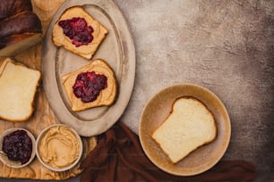 peanut butter and jelly sandwiches on a plate