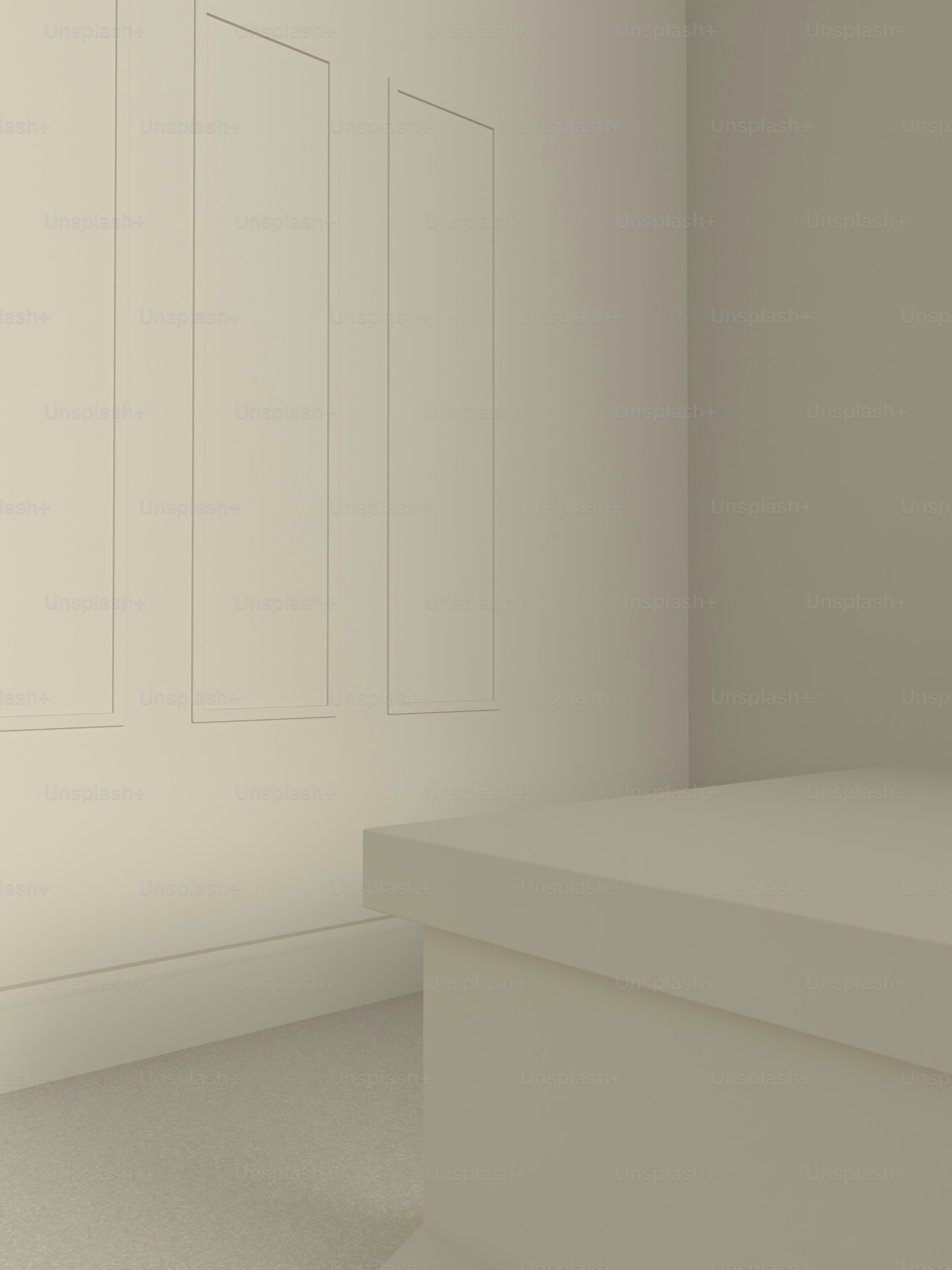 白いカウンターと白い壁の白い部屋