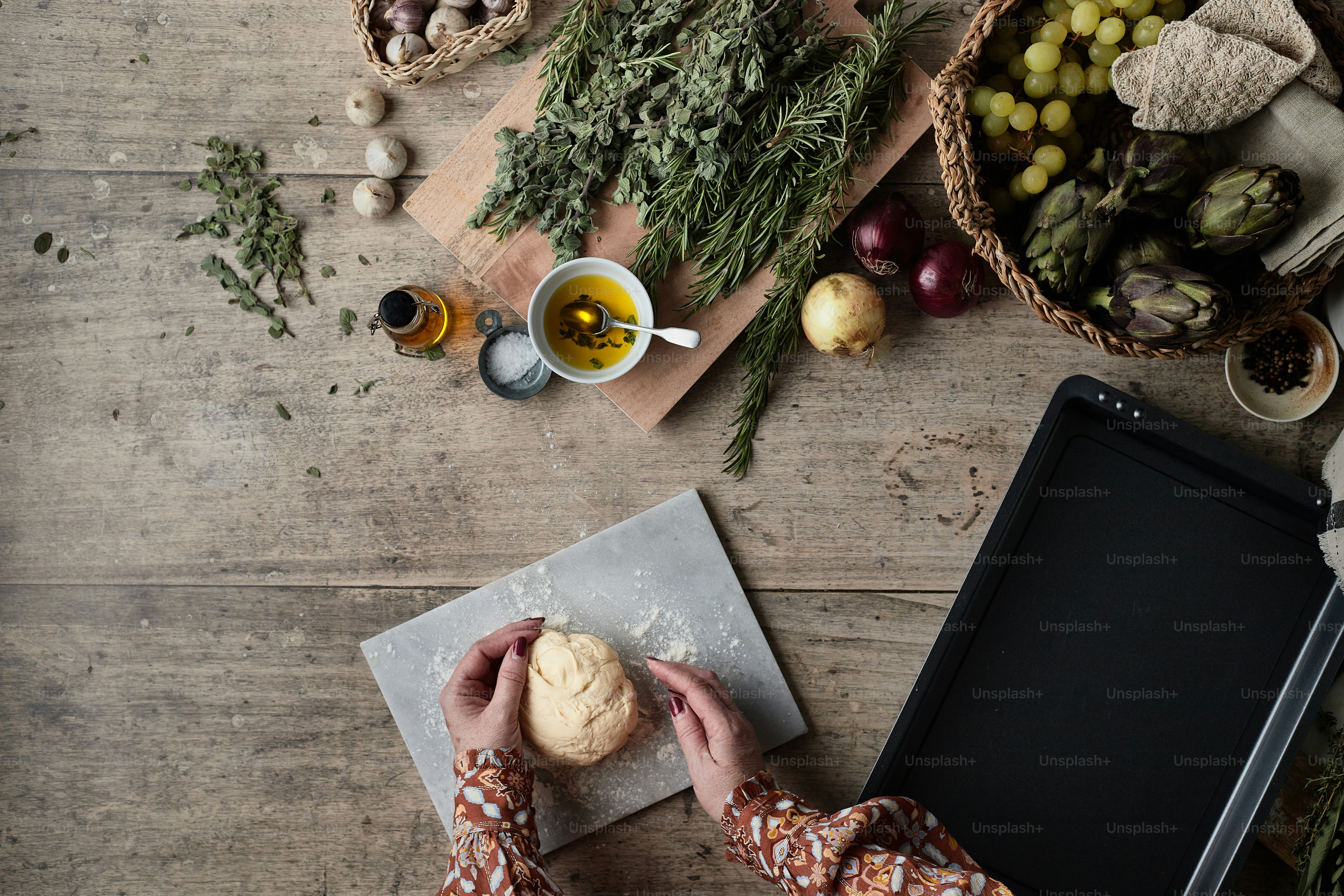 a person is preparing food on a cutting board