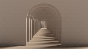 a very long tunnel with a lot of arches