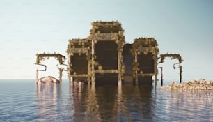 a large structure floating on top of a body of water