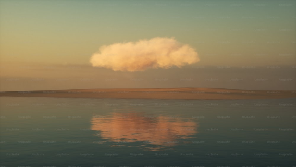 a large cloud floating over a body of water