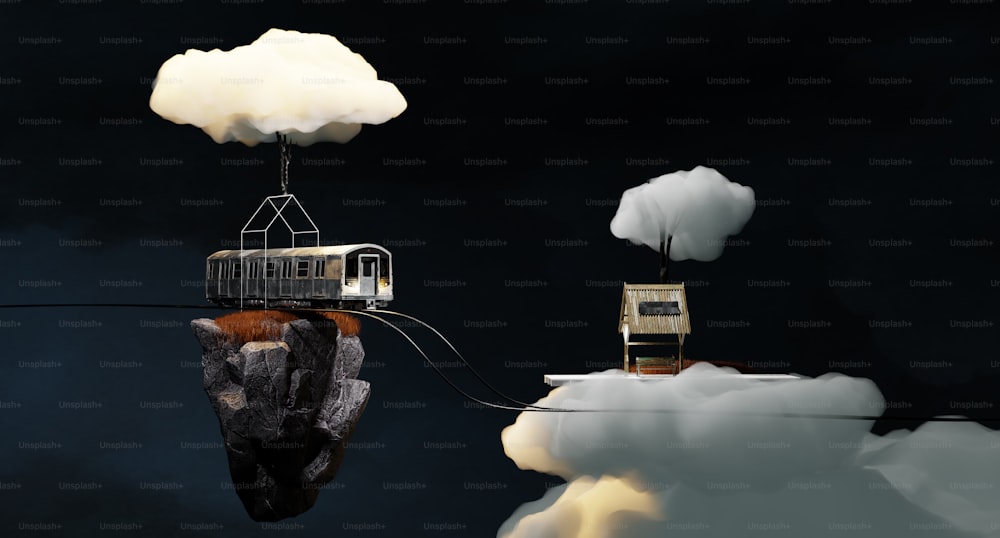 a house on a cloud floating in the sky