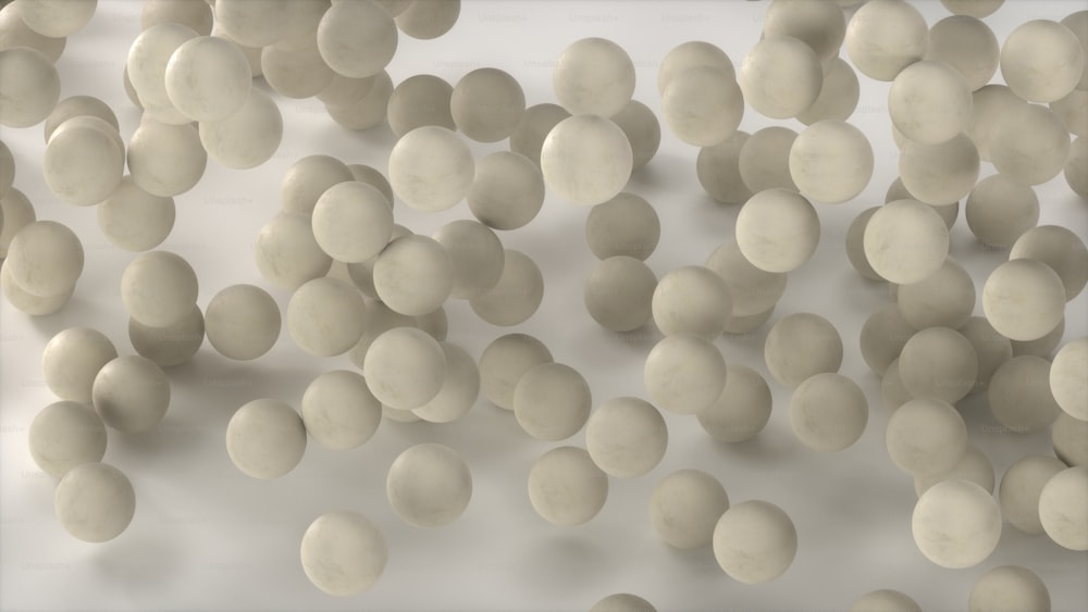 a group of white balls floating in the air