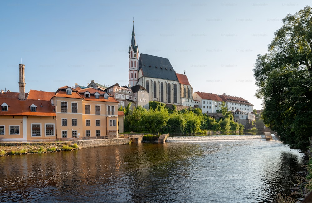 a river running through a city next to tall buildings