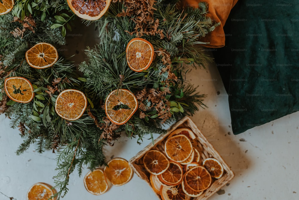 a bunch of oranges are arranged on a table