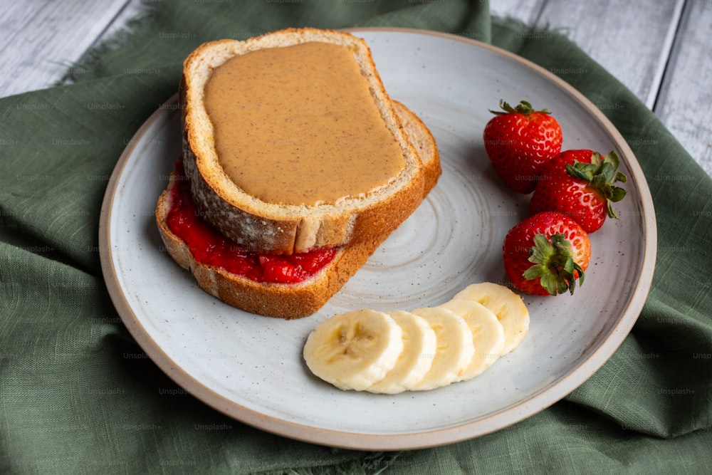 a peanut butter and jelly sandwich on a plate