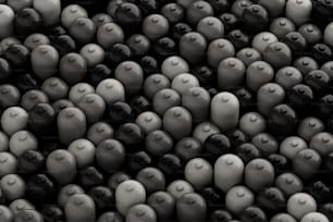 Una foto en blanco y negro de un racimo de frutas