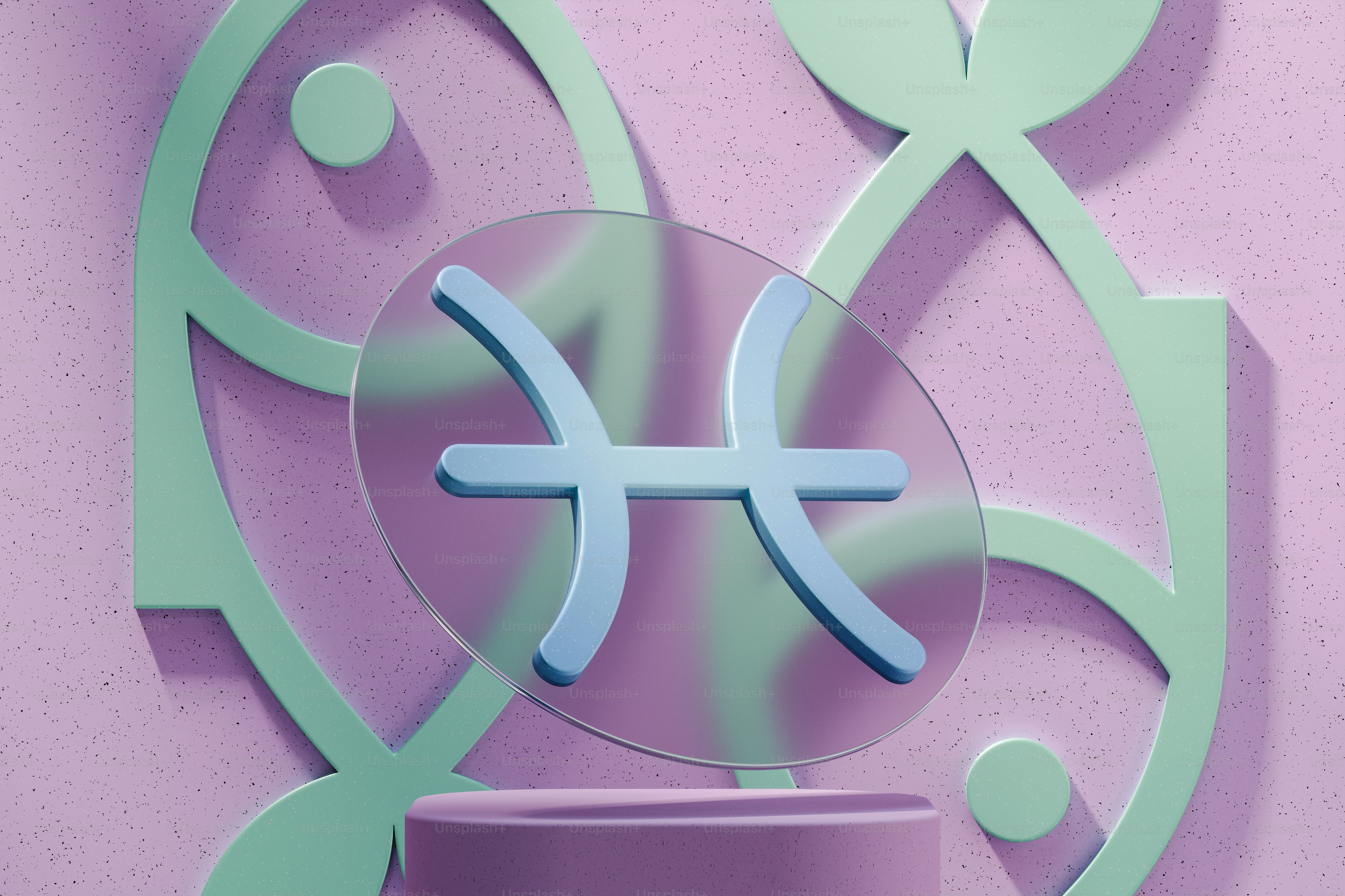 a circular object with a fish symbol on it