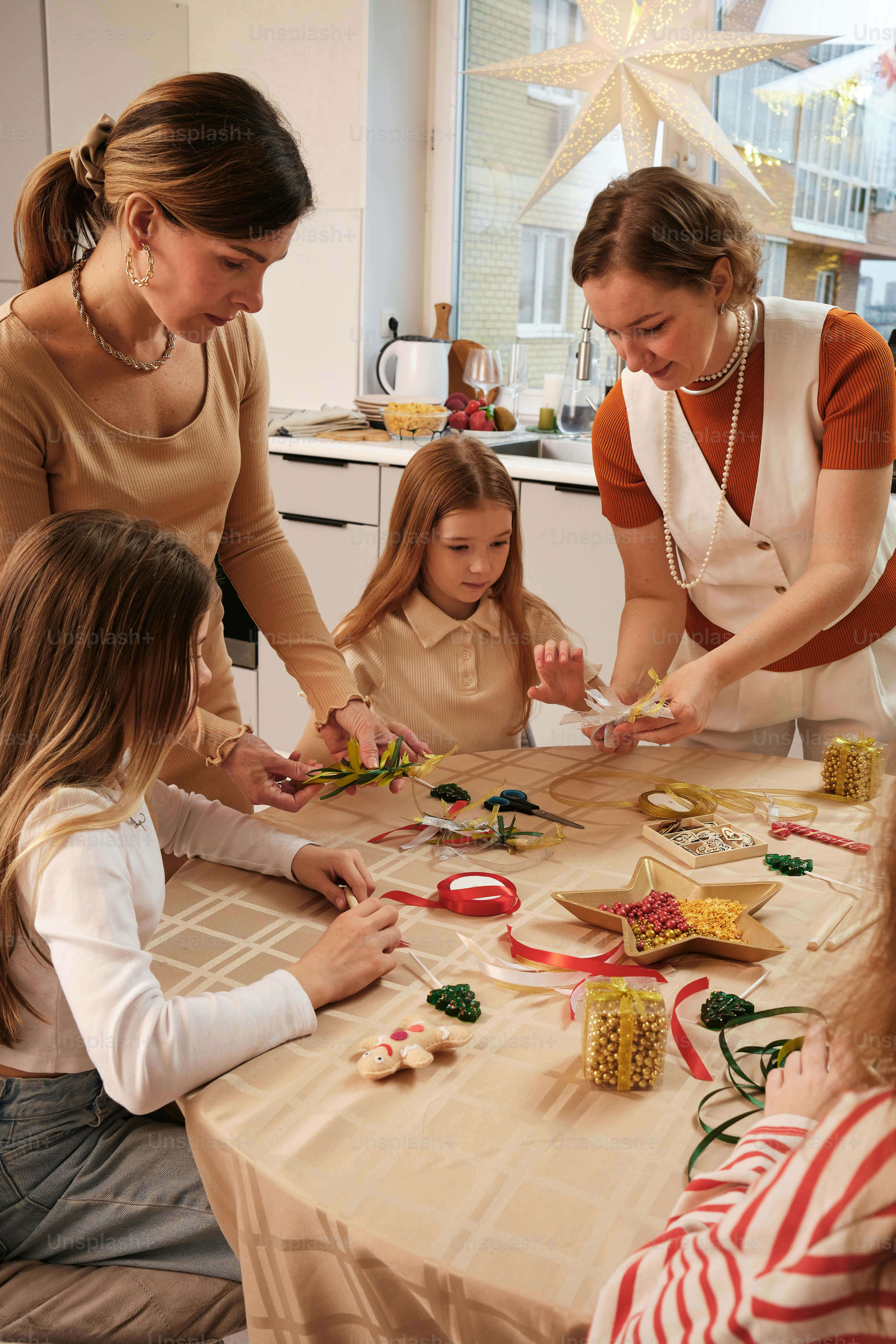 a group of people sitting around a table