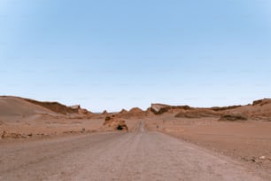 a dirt road in the middle of a desert