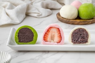 a white plate topped with different types of fruit