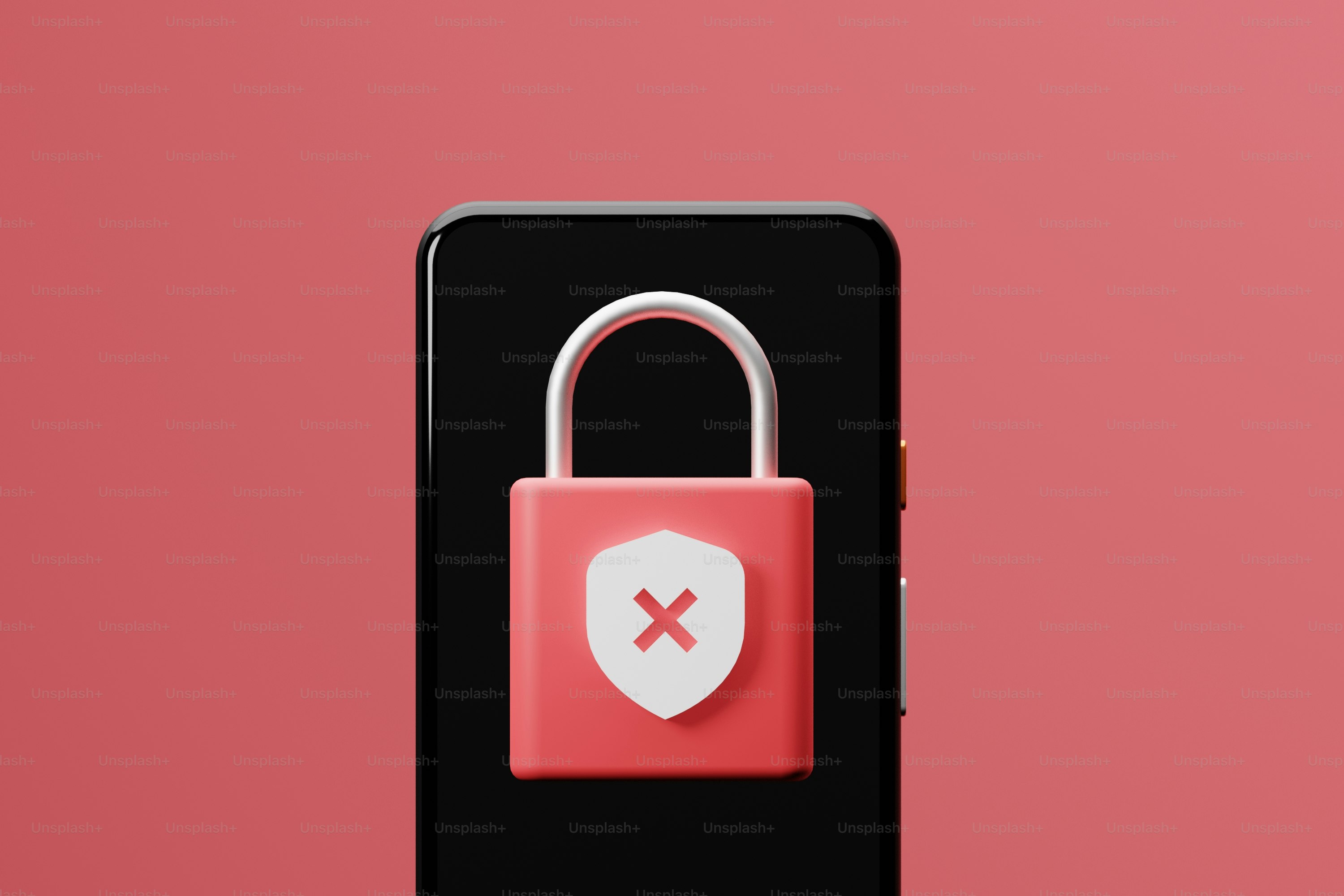 a red padlock on a black cell phone