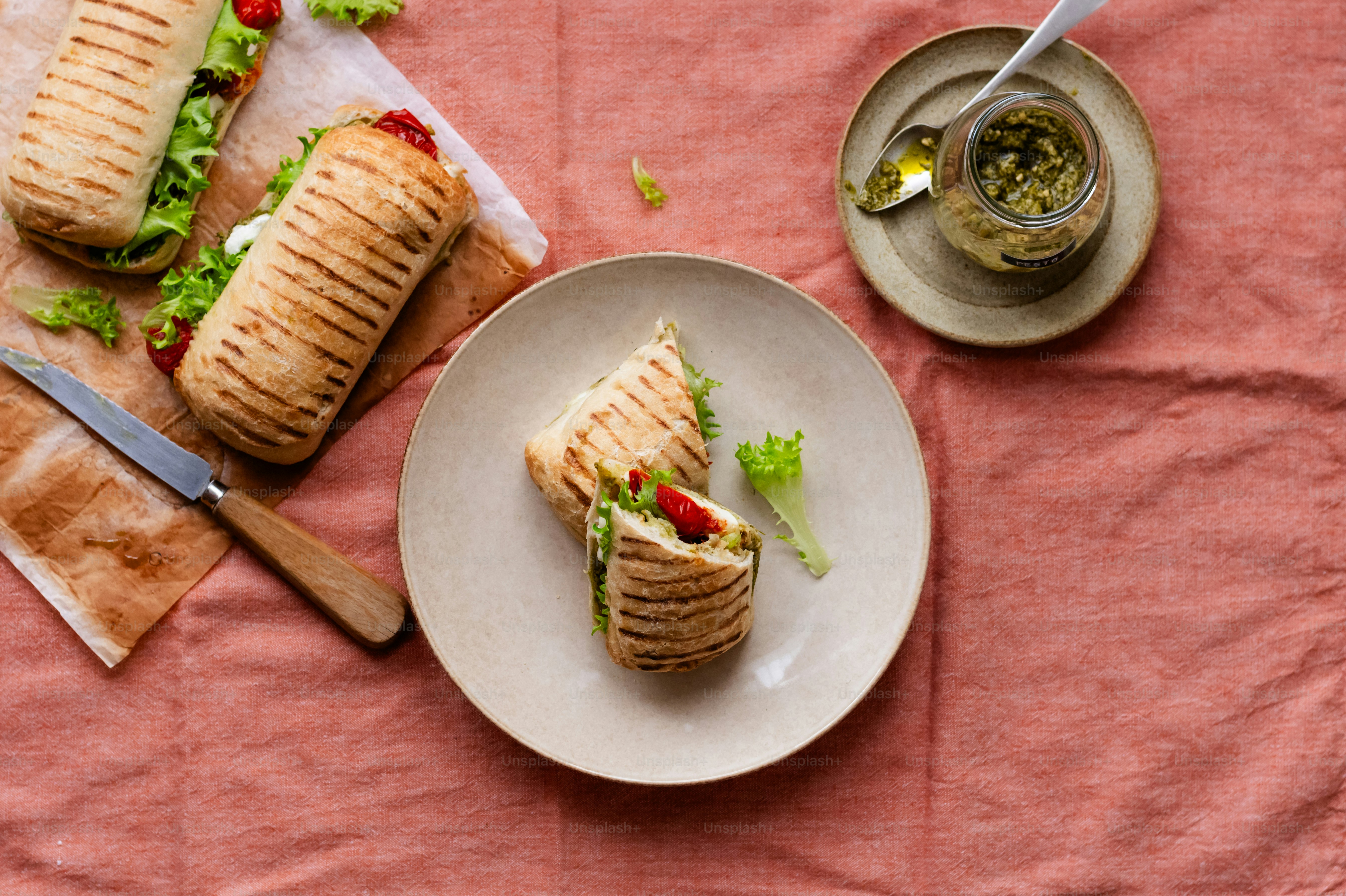 a sandwich cut in half on a plate