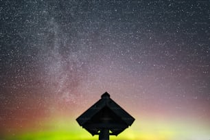 a view of the night sky with the milky in the background