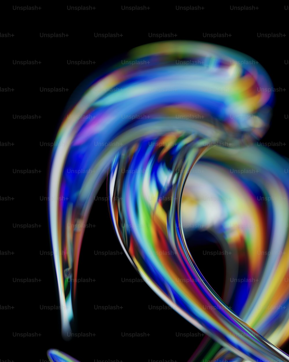 a multicolored swirl on a black background