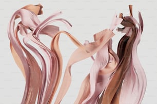 a group of pink and brown ribbons on a white background