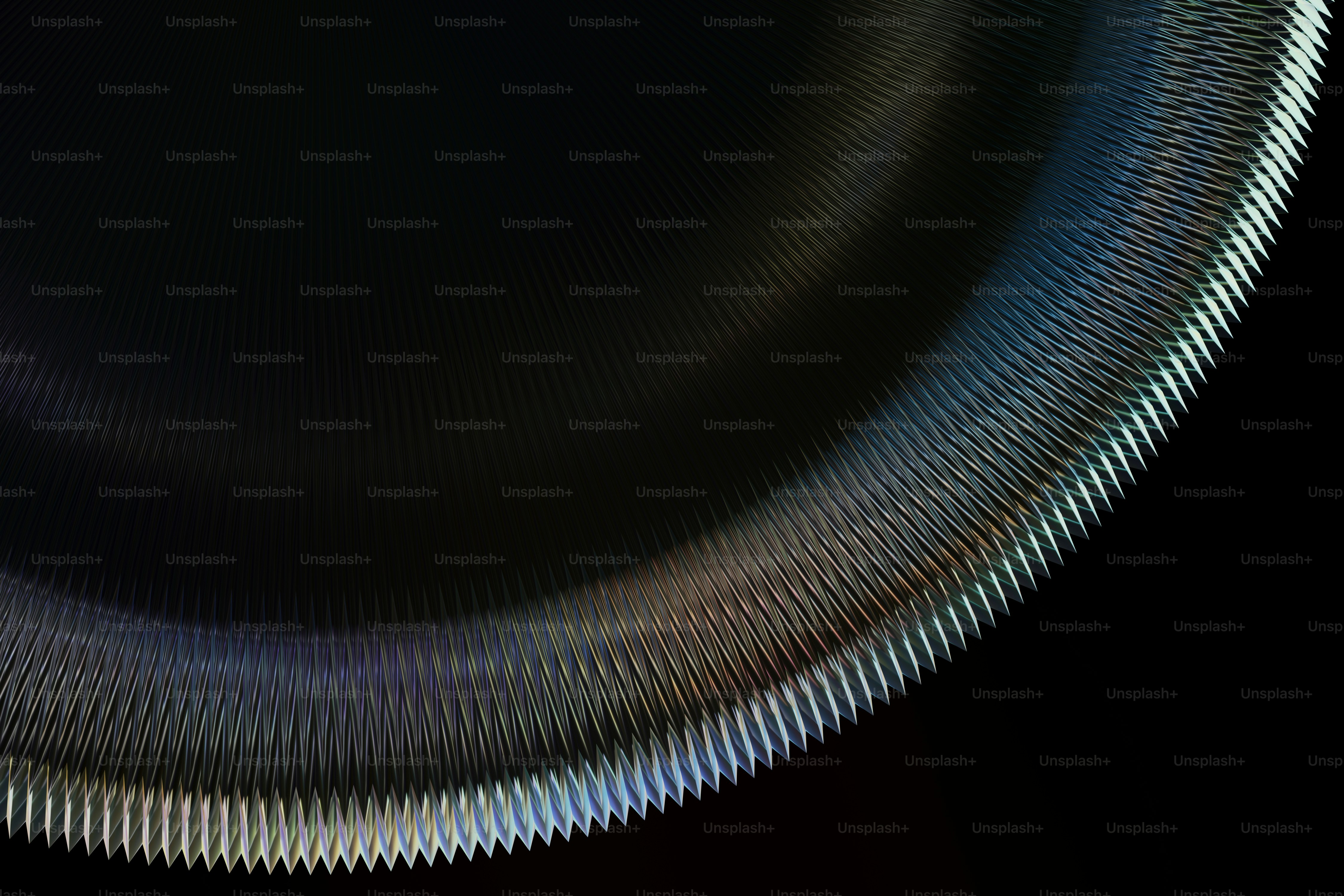 a black background with a circular pattern of lines