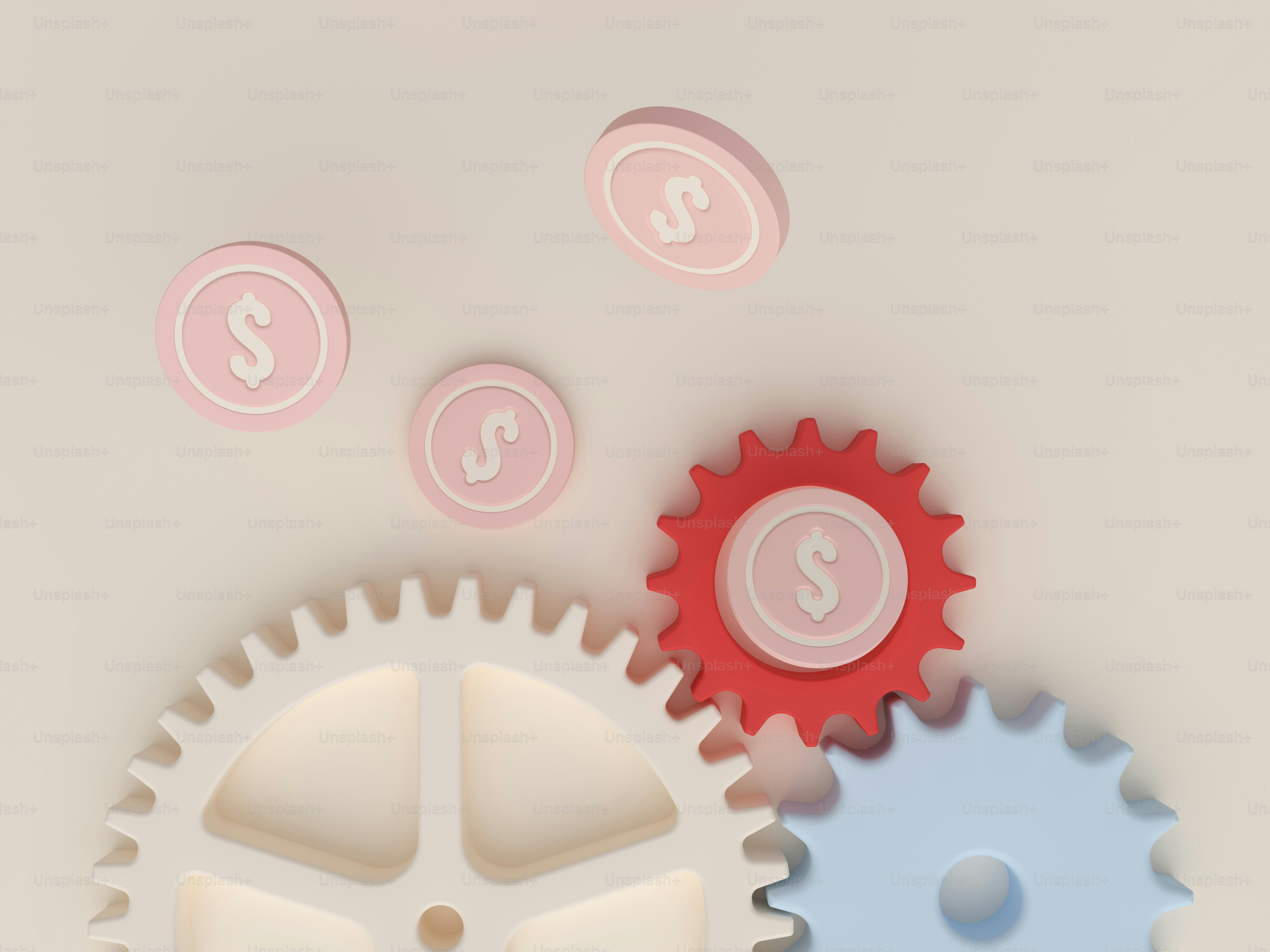 Zwei Zahnräder mit einem Dollarzeichen darauf Foto – Bild zum Thema Geld  auf Unsplash, image size:3000x2250