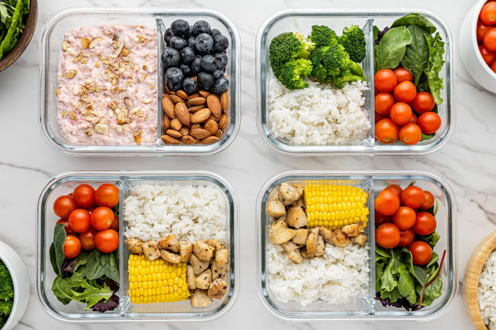 Sealed and labelled meal containers