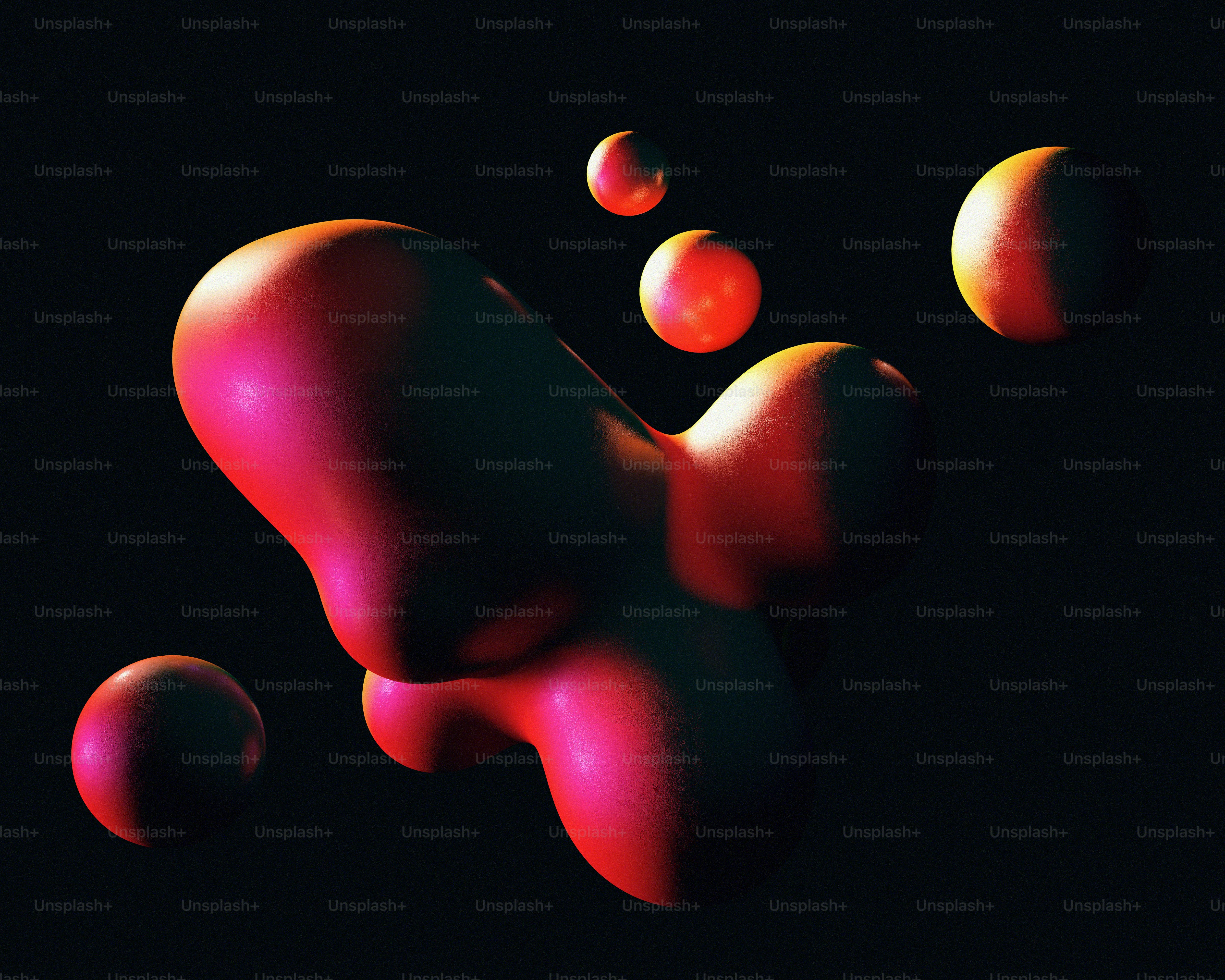 a group of balls floating on top of each other