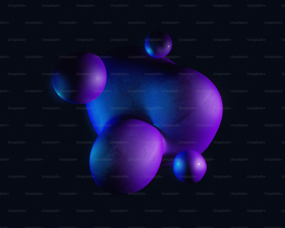 a blue and purple object floating in the air