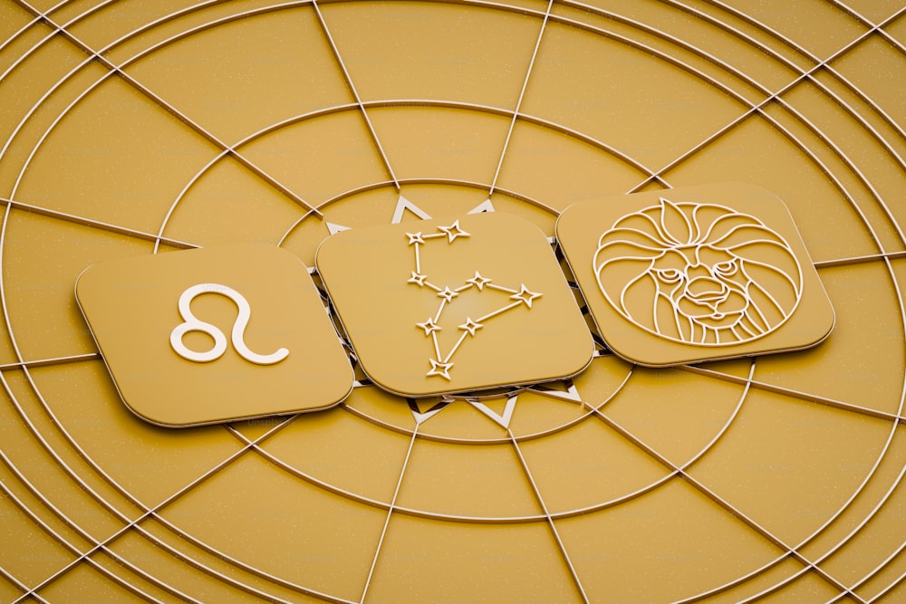 un segno zodiacale e un simbolo zodiacale su sfondo giallo