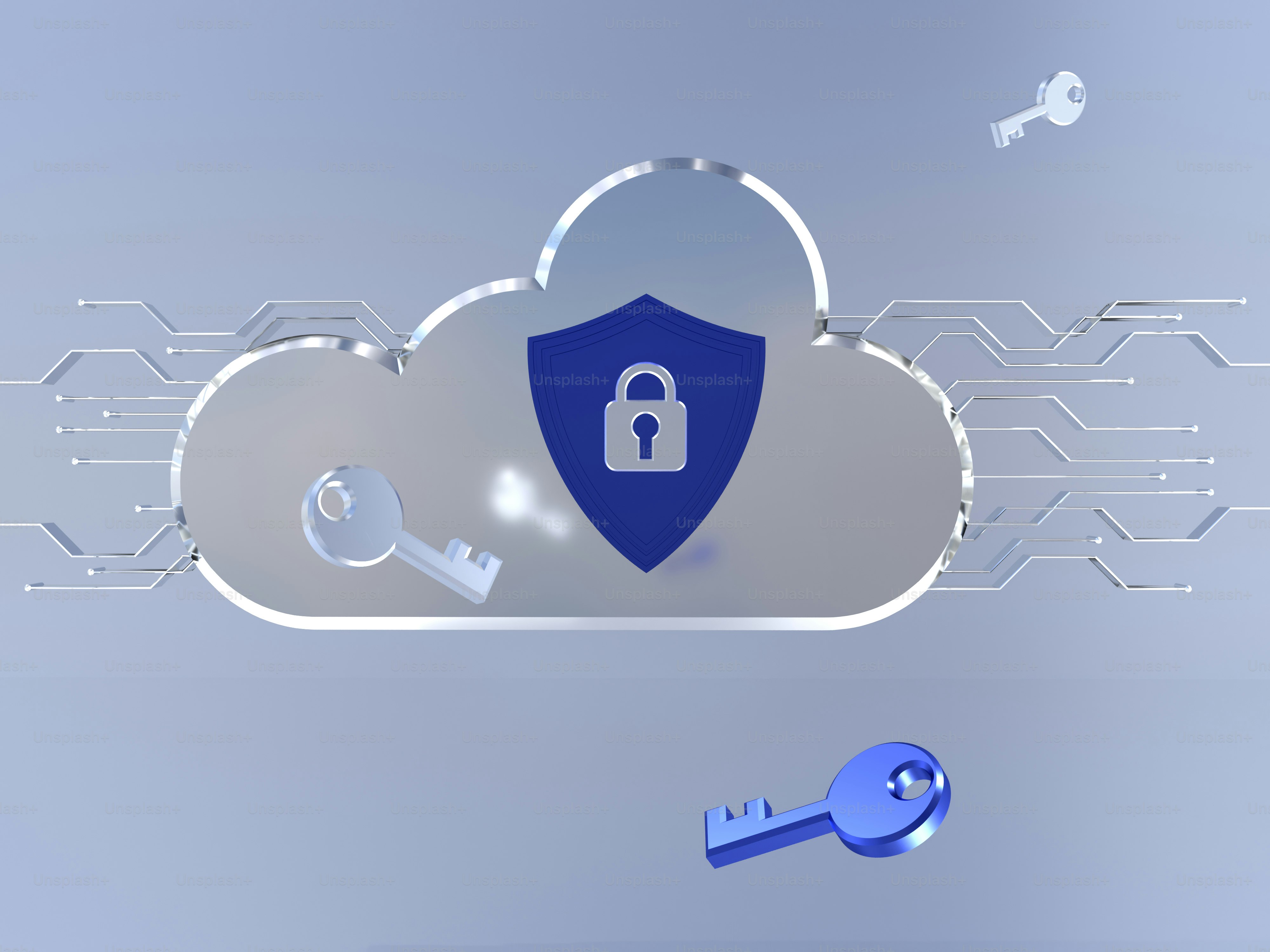 a cloud with a lock and a key on it