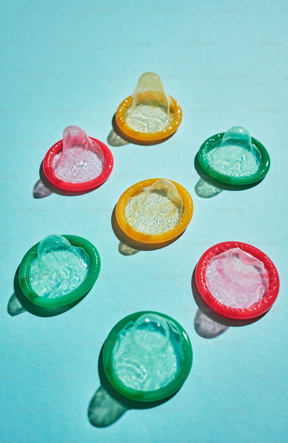 a close up of a group of buttons on a table