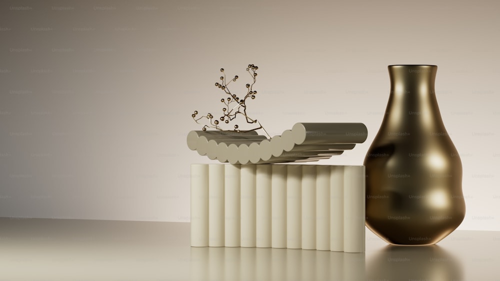 a vase and a radiator on a table