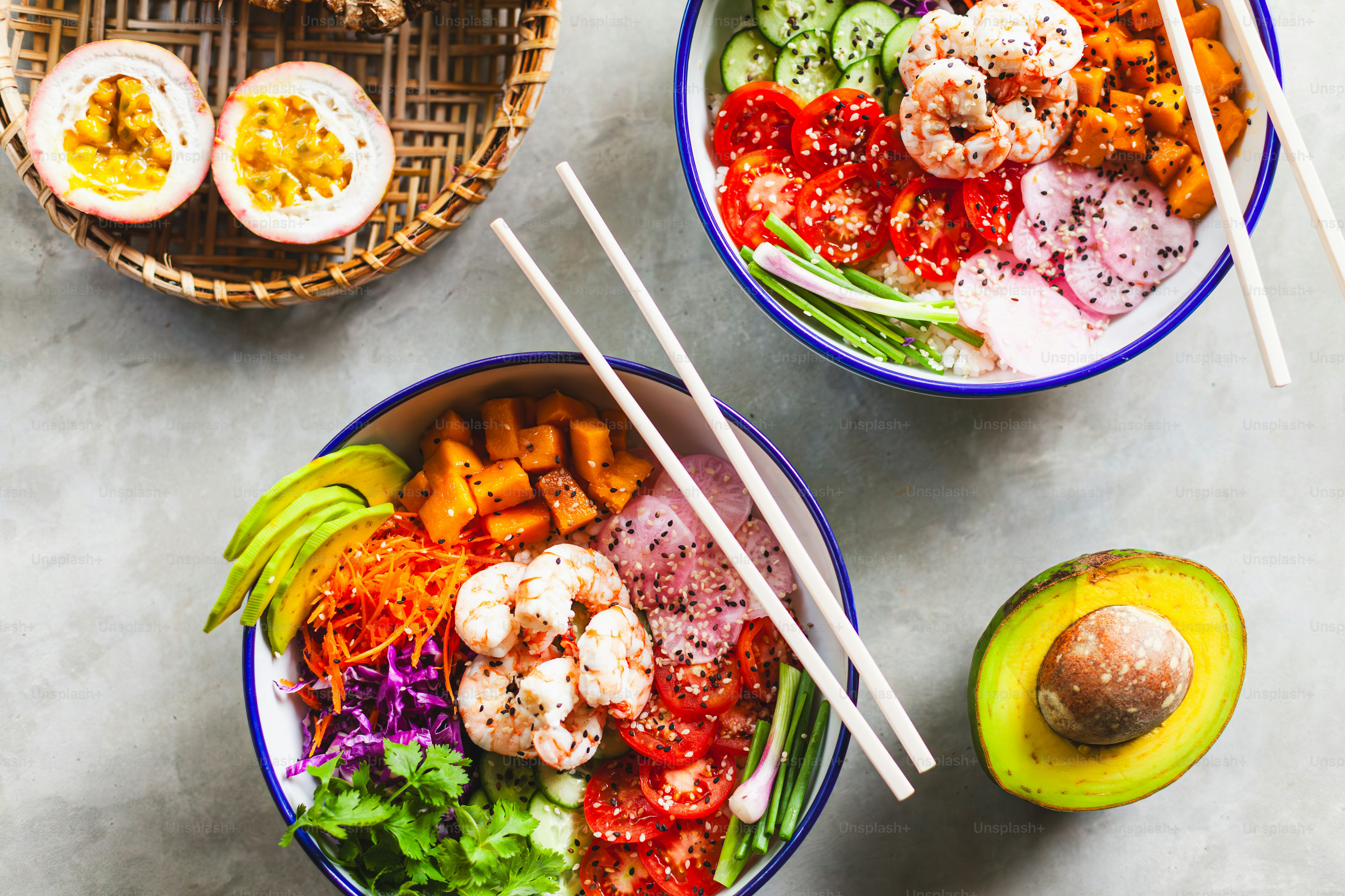 two bowls filled with different types of food