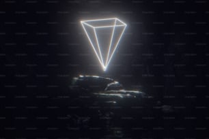 a light painting of a diamond in the dark