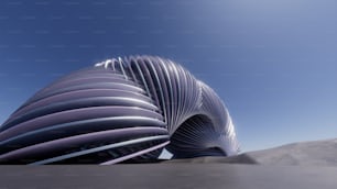 Un bâtiment futuriste au milieu d’un désert