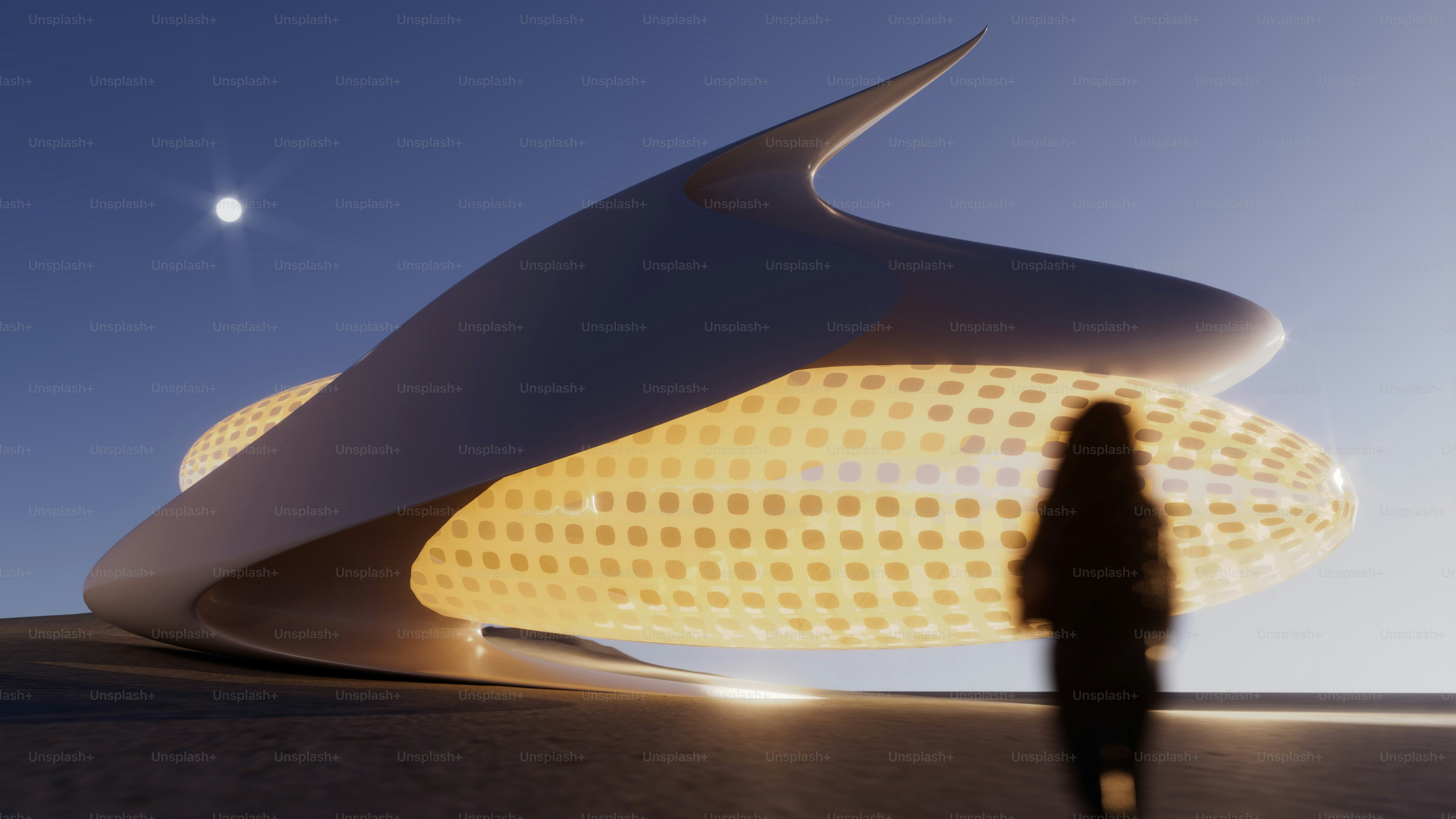 a person standing in front of a large building