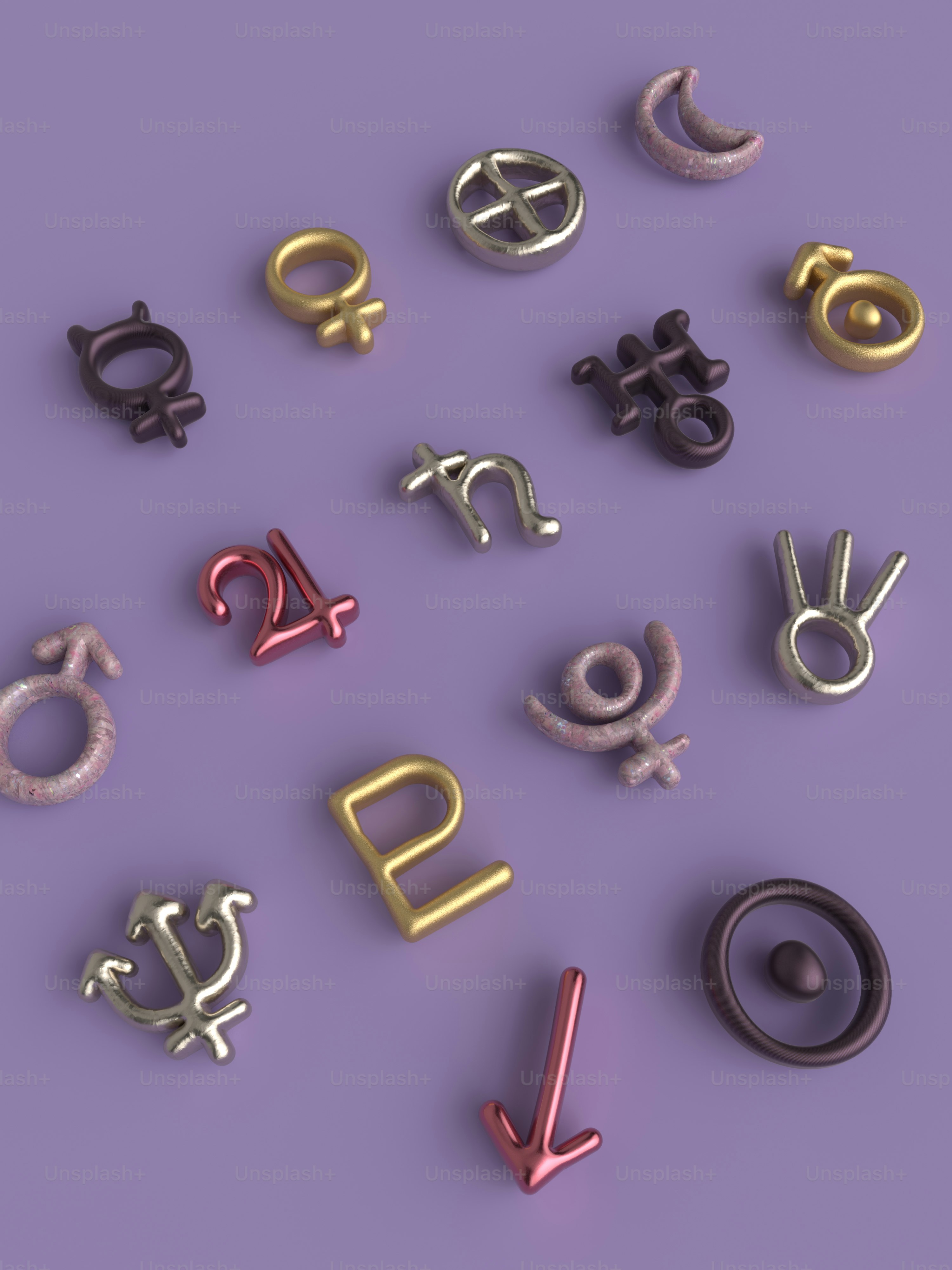 eine Gruppe verschiedener Arten von Buchstaben und Zahlen